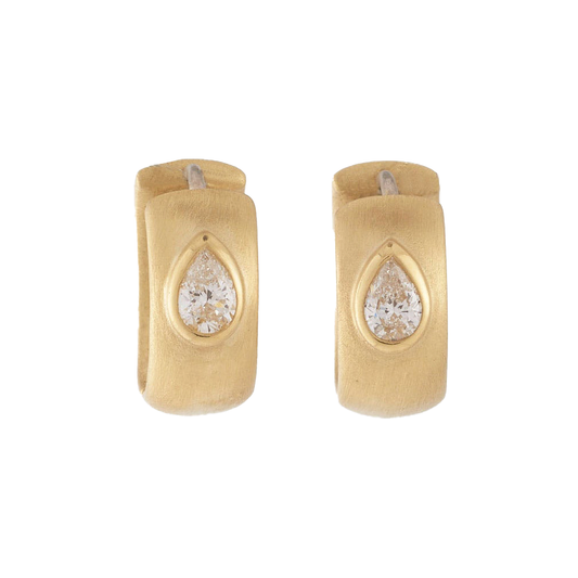 Huggie Earrings with Pear Shaped Diamonds