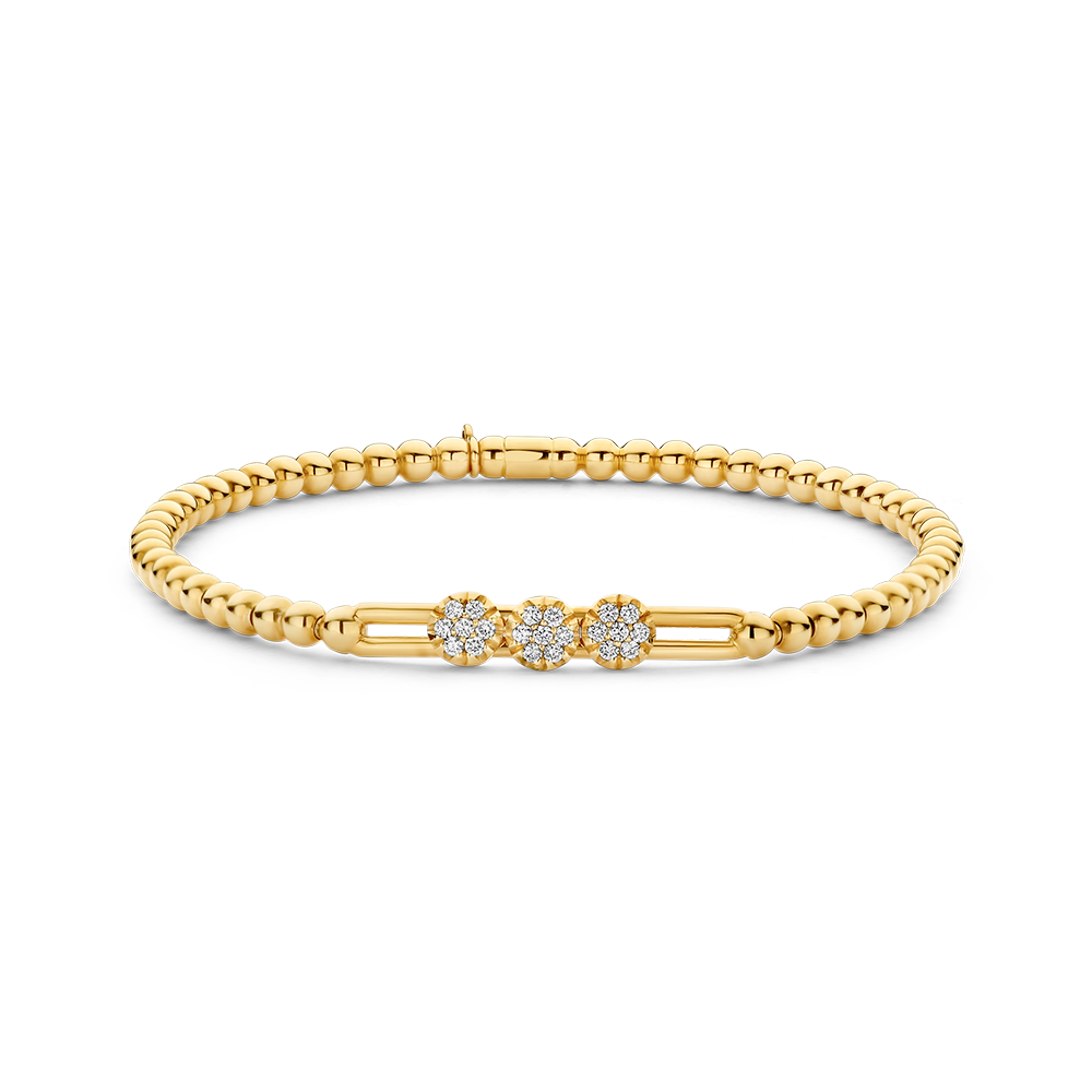 Three Pave Diamond Sliders Stretch Bracelet