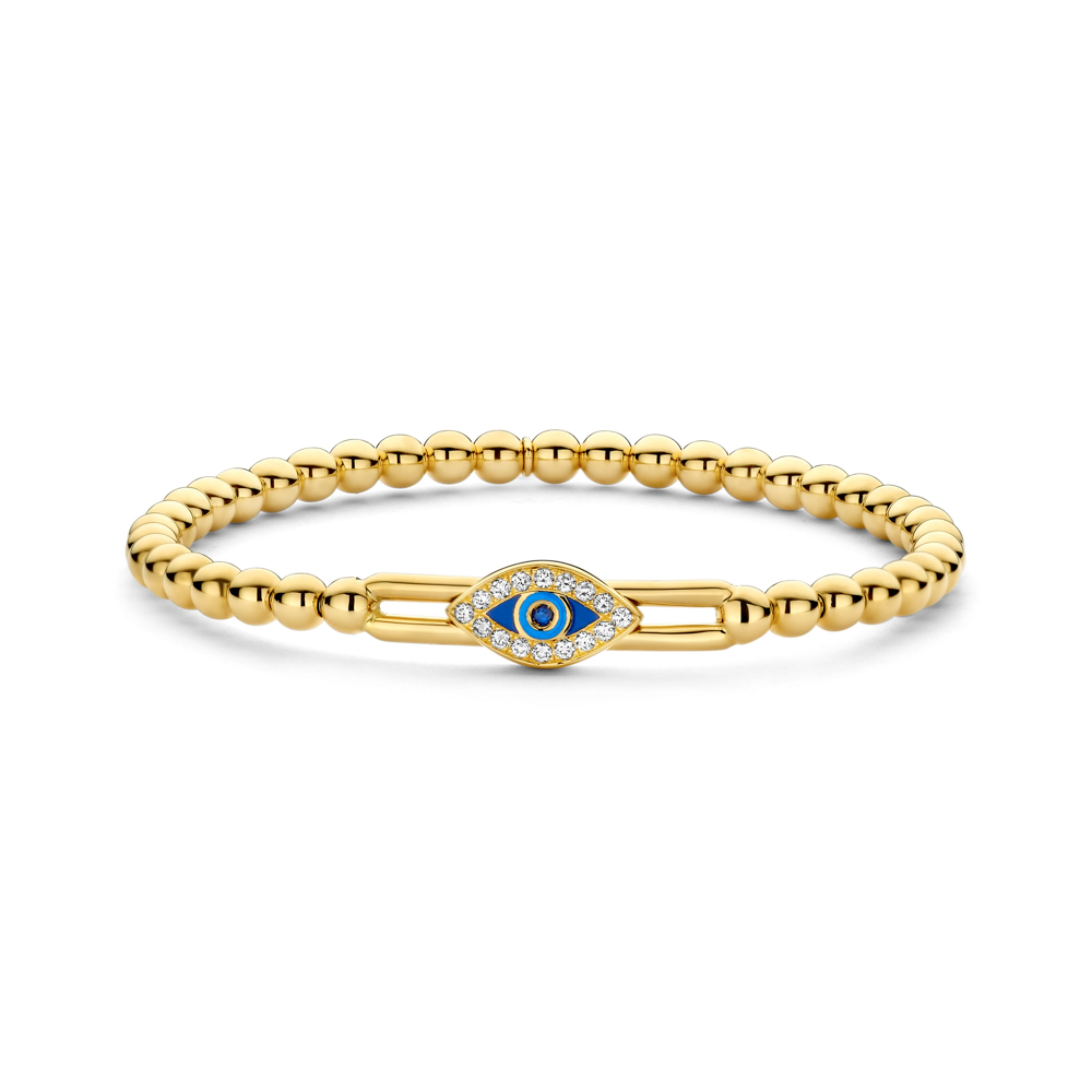 Evil Eye Enamel Diamond & Sapphire Stretch Bracelet