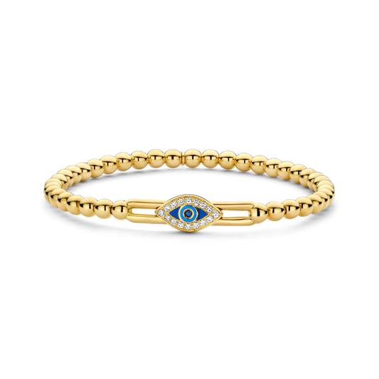 Evil Eye Enamel Diamond & Sapphire Stretch Bracelet