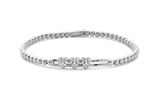 Sliding Pave Diamond Hearts Stretch Bracelet