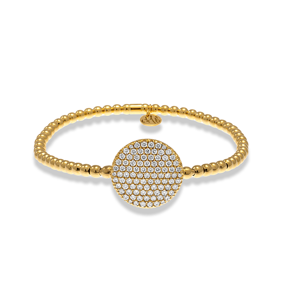 Large Pave Diamond Circle Stretch Bracelet