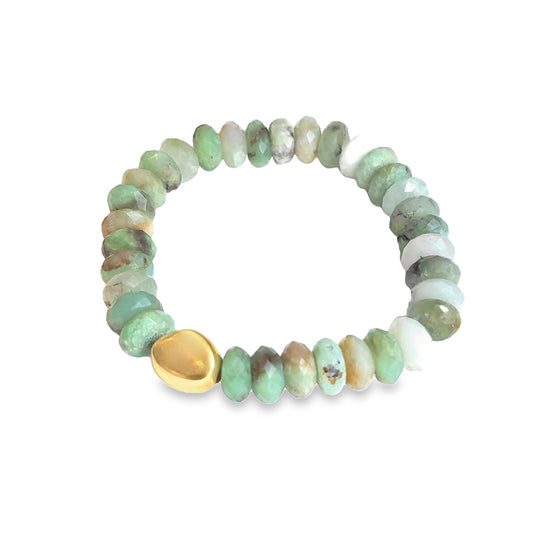 Chrysoprase & Gold Nugget Stretch Bracelet