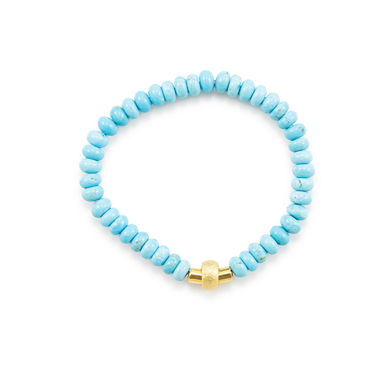 Turquoise & Matte Gold Stretch Bracelet