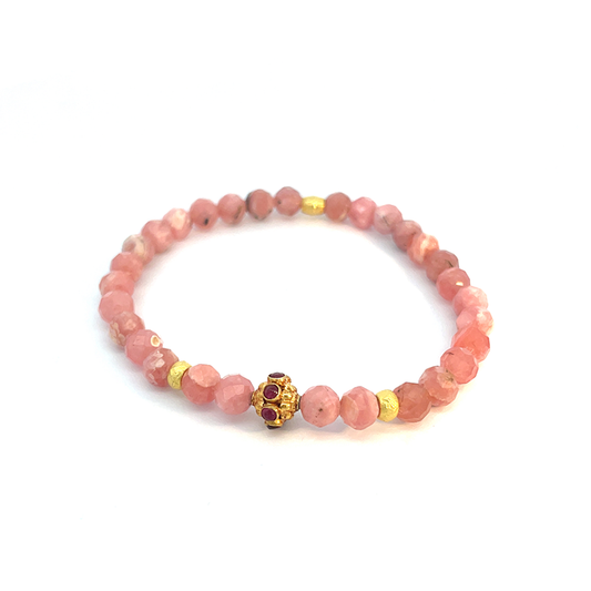 Rhodochrosite & Rubies Stretch Bracelet