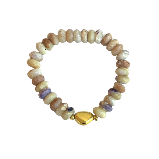 Purple Opal & Gold Nugget Stretch Bracelet