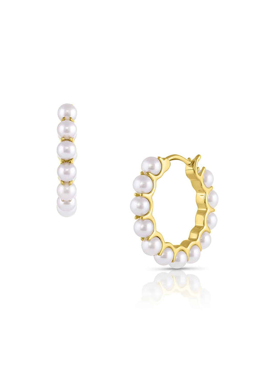 Small Pearl Hoop Earrings