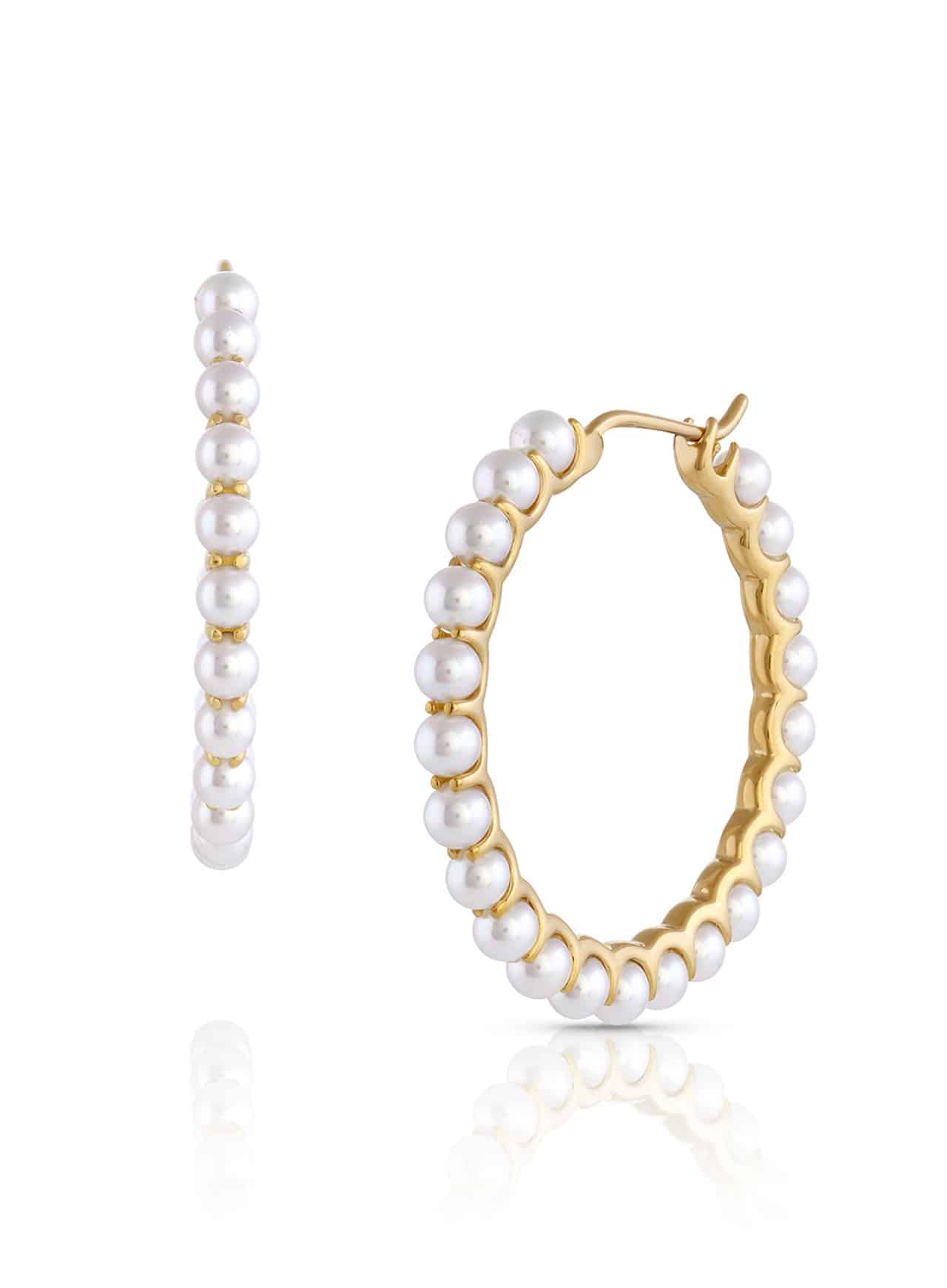 Medium Pearl Hoop Earrings