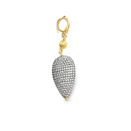 Diamond Oxidized Silver Pear Shaped Pendant