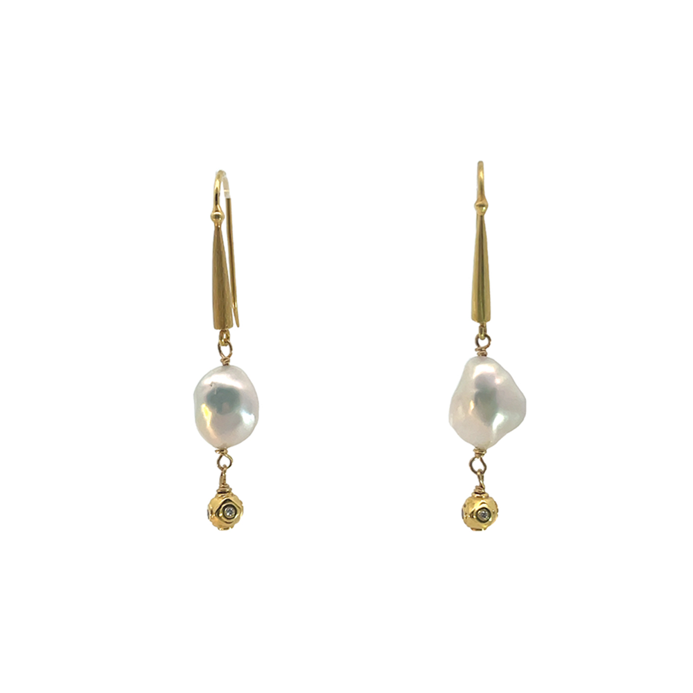 Baroque Pearl & Diamond Earrings