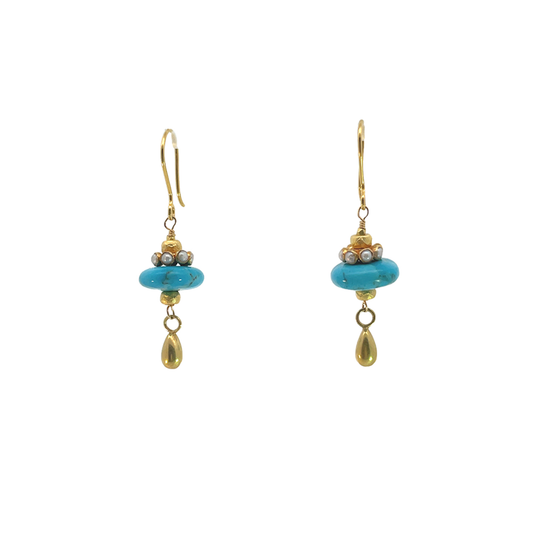 Kingman Turquoise & Pearl Earrings