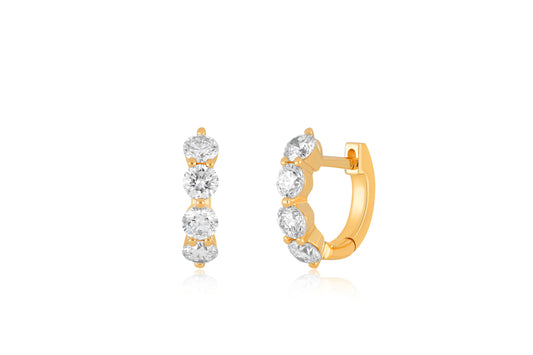 Jumbo Prong Set Diamond Mini Huggie Earrings