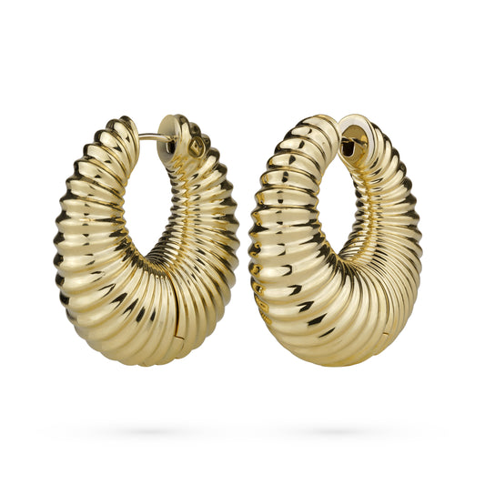 25mm Tapered Ribbed Snap Hoop Earrings