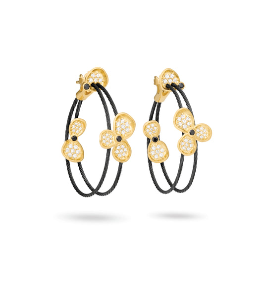 30mm Forget Me Not Double Wire Hoop Earring