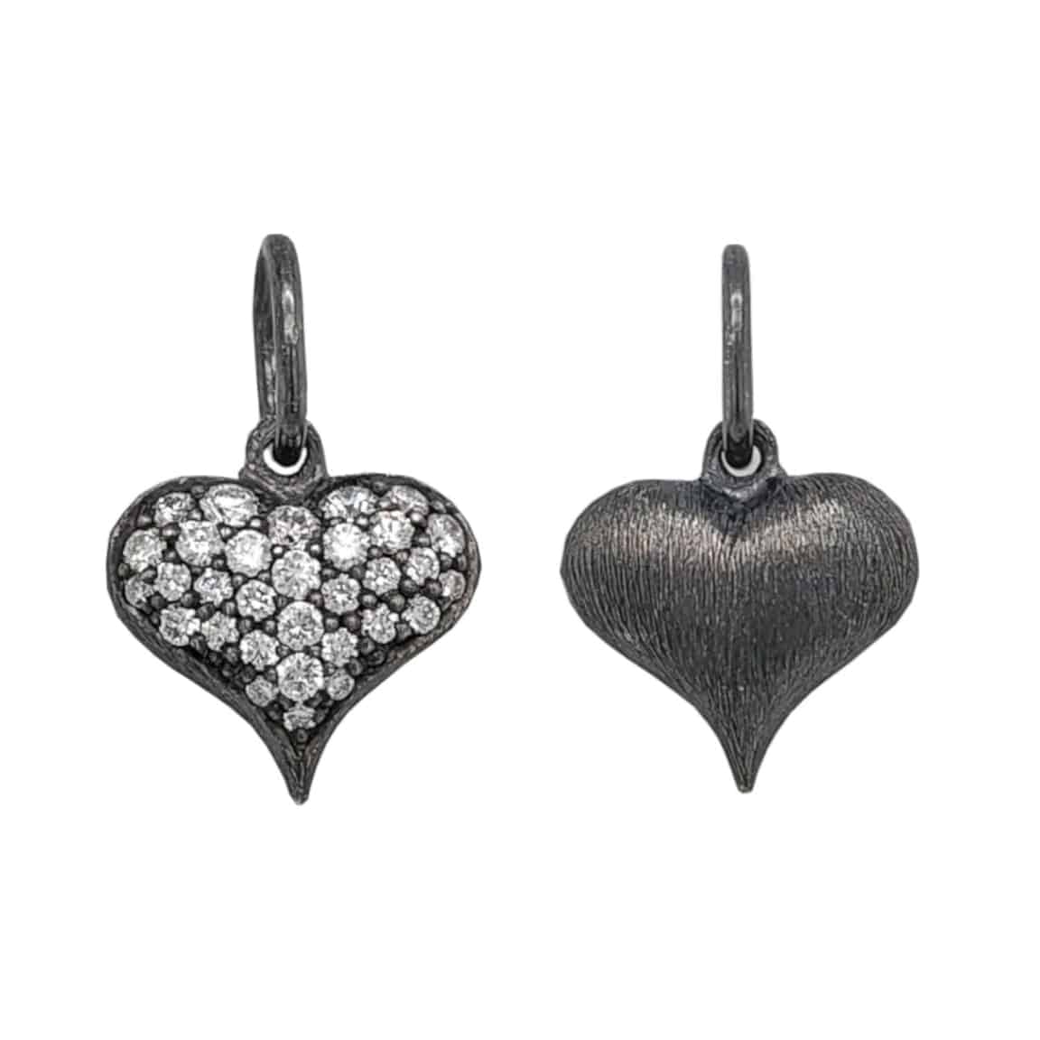 Pave Diamond Solid Puff Heart Charm