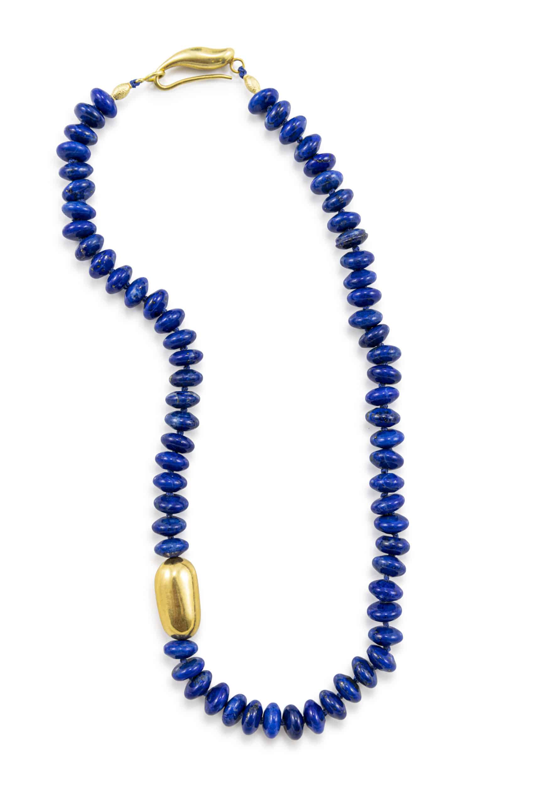 Large Lapis & Gold Nugget Necklace