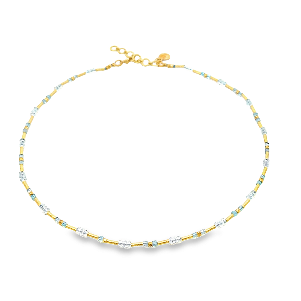 Aquamarine & Apatite Gold Necklace