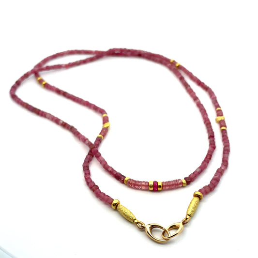 Pink Tourmaline & Pink Sapphire Long Necklace