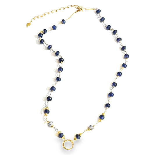 Floating Blue Sapphire and Diamond Necklace