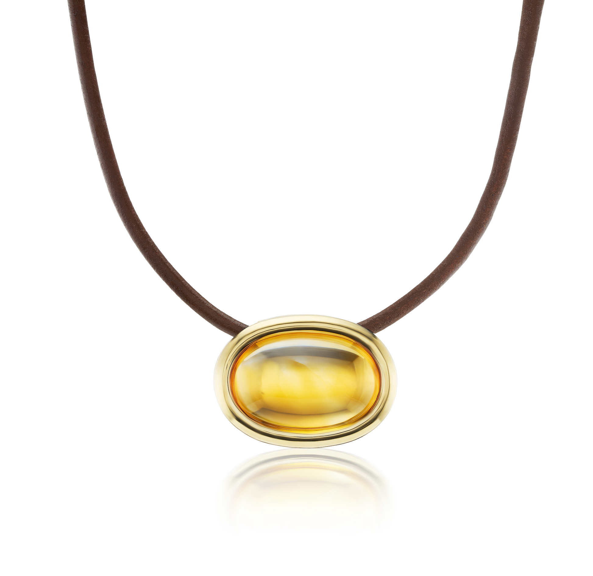 Cabochon Citrine Scuba Leather Choker