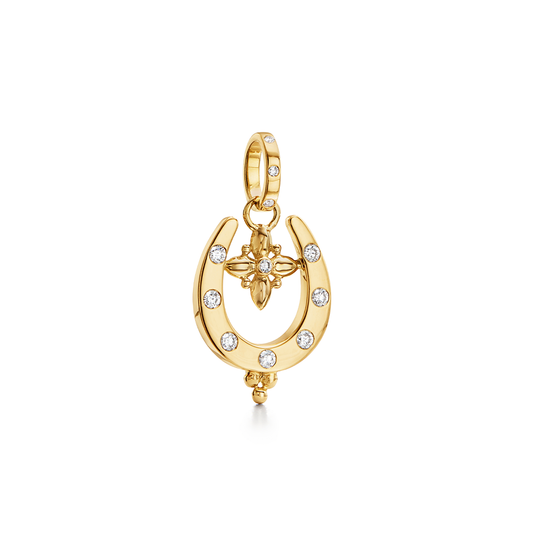 18k Yellow Gold and Diamond Horseshoe Pendant