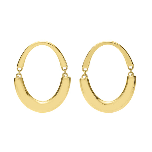 Swinging Hammered Oval Hoop Earrings