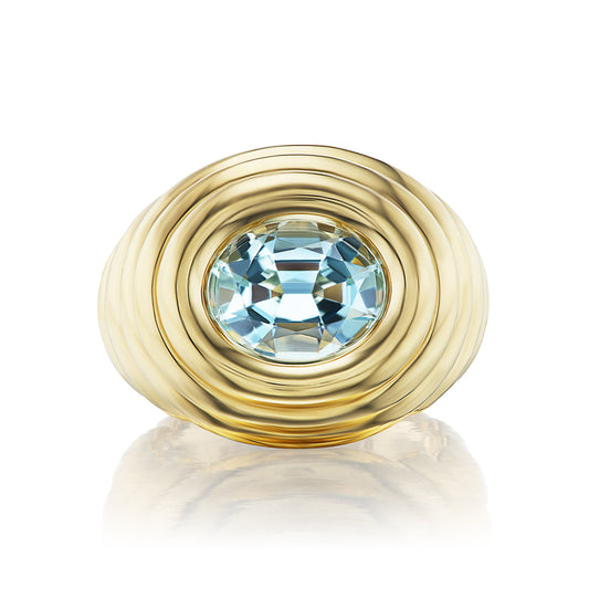 Aquamarine Ripple Pinky Ring