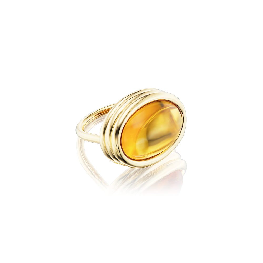 Cabochon Citrine Scuba Ring