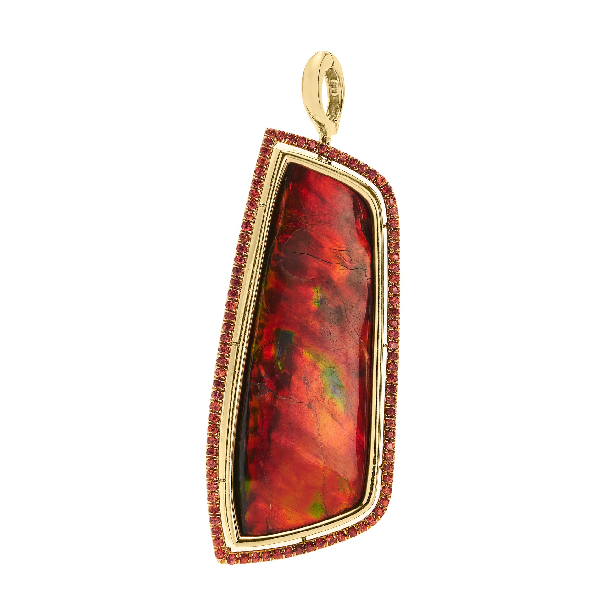 Ammolite Pendant with Orange Sapphires