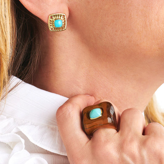 Maxi Draper Turquoise & Tiger Eye Ring