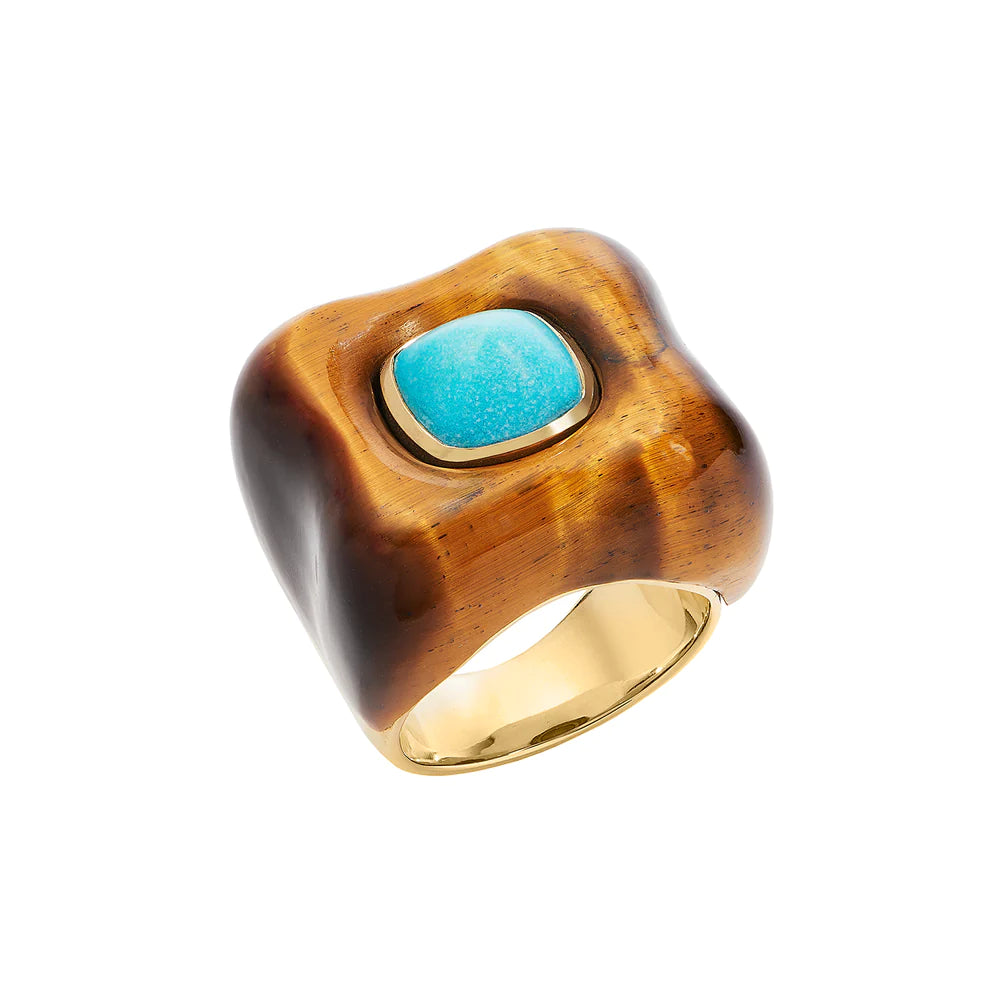 Maxi Draper Turquoise & Tiger Eye Ring