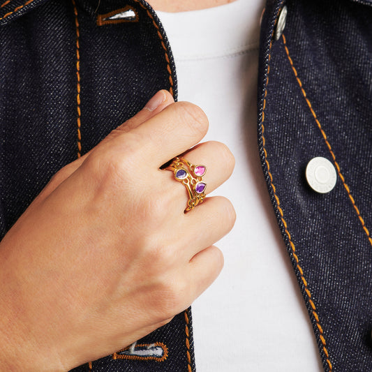 Signature Sapphire Pear Stack Rings