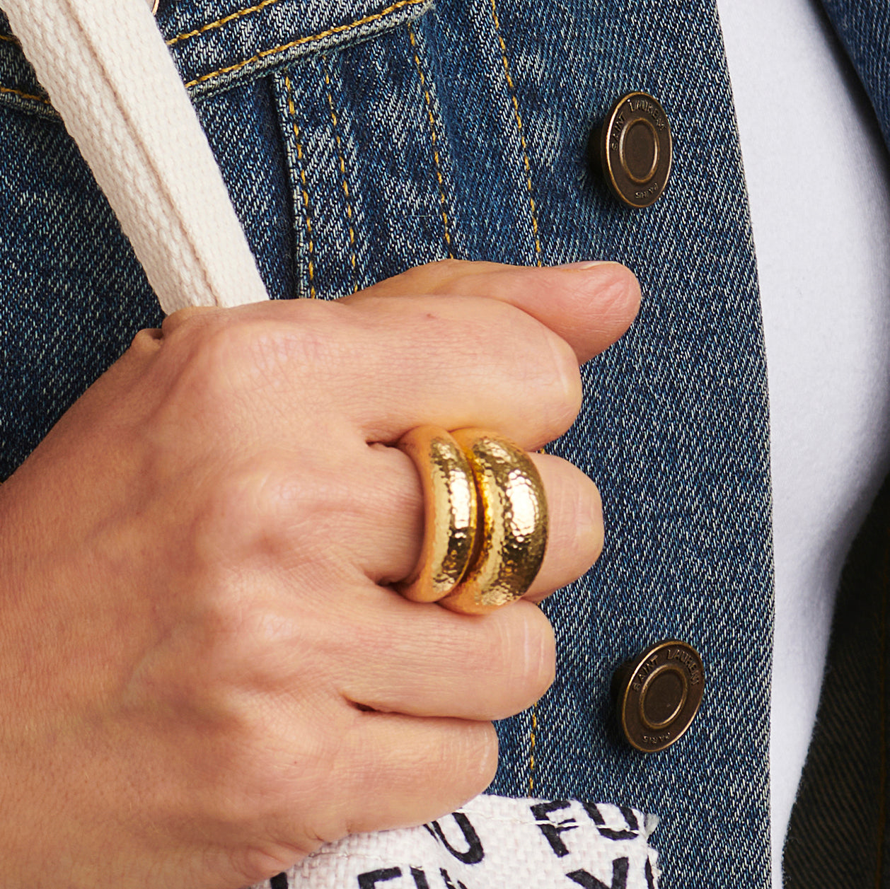 Hammered Bombe Thin Ring