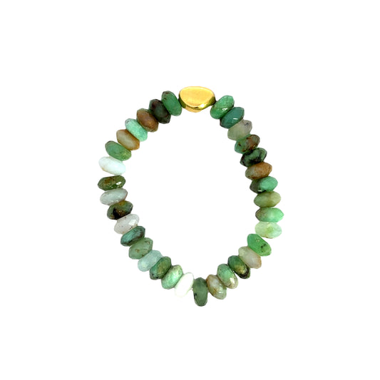 Chrysoprase & Gold Nugget Stretch Bracelet