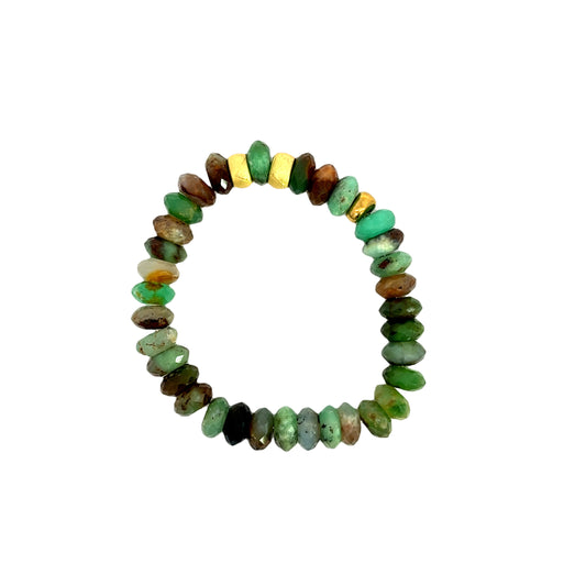 Faceted Chrysoprase Stretch Bracelet