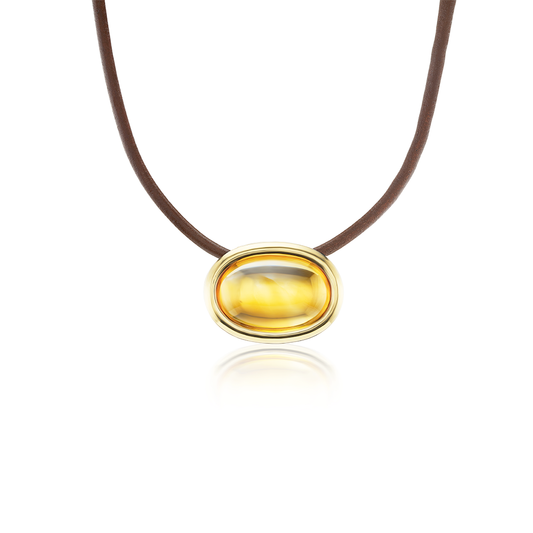 Cabochon Citrine Scuba Leather Choker