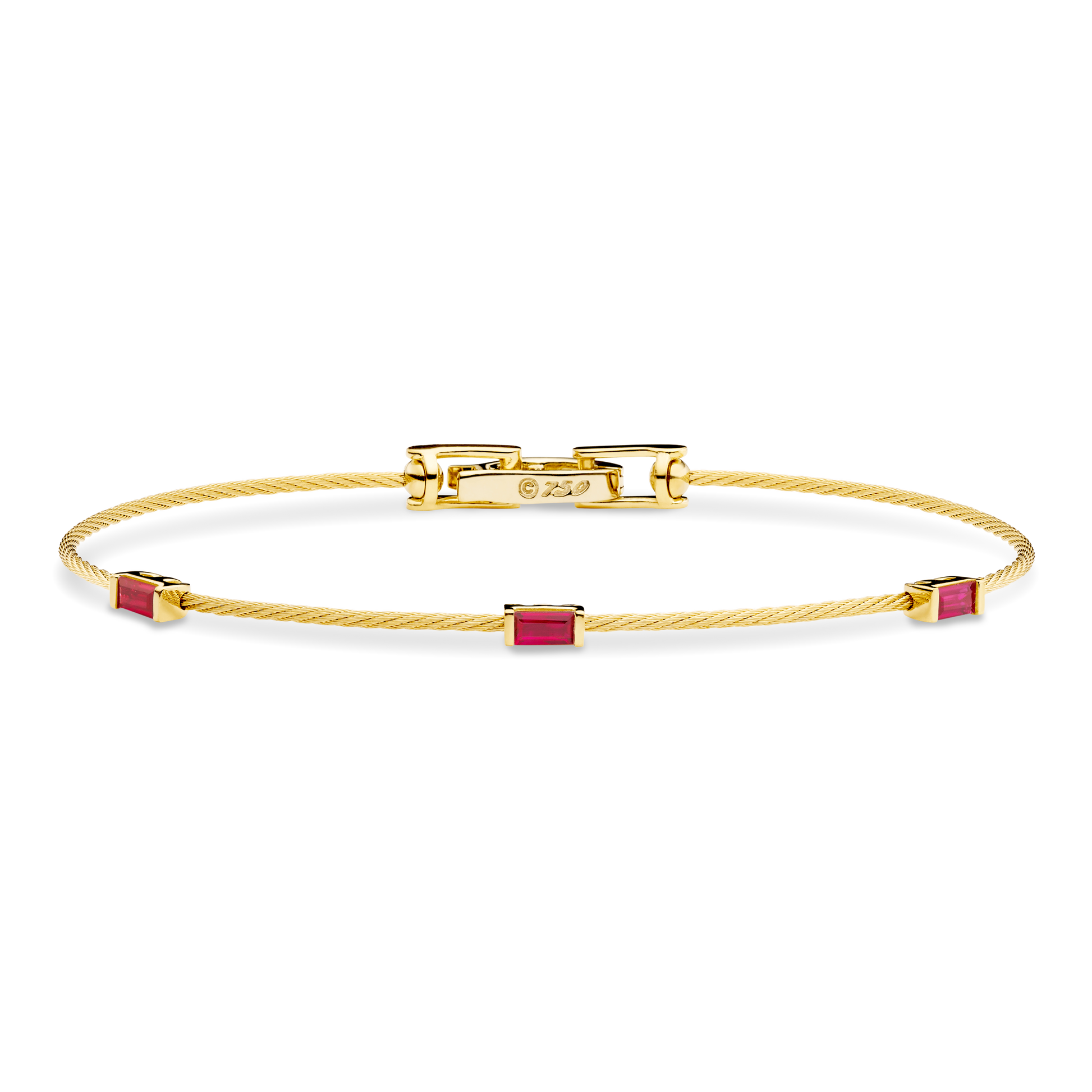 Unity Wire Bracelet with Baguette Rubies