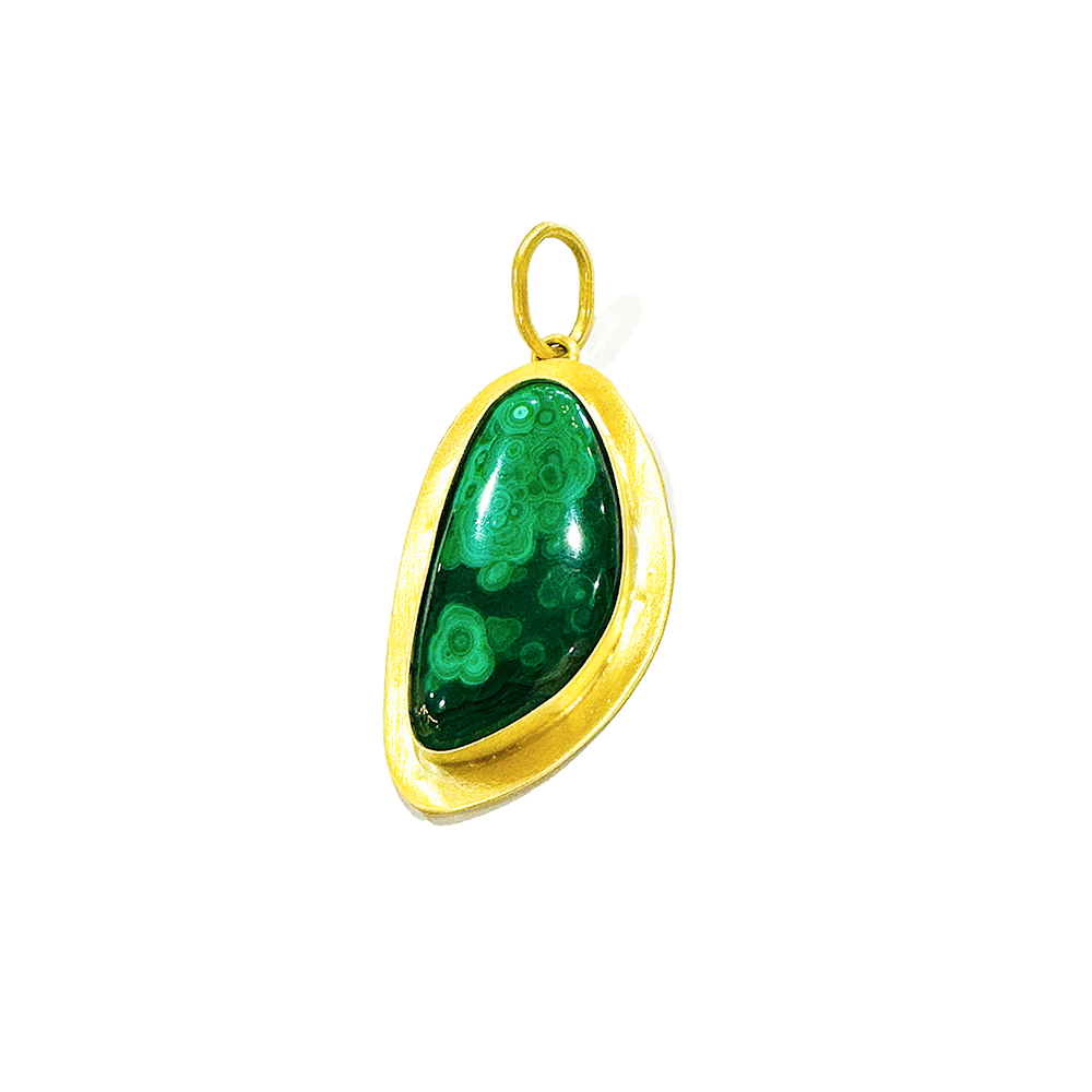 18k Yellow Gold and Malachite Pendant