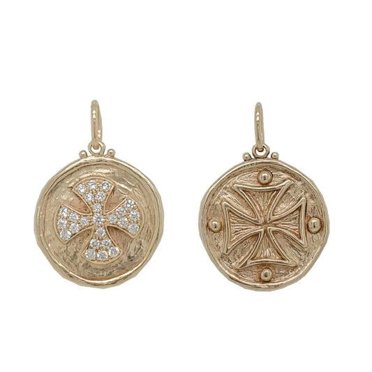 Pave Diamond Double Cross Charm