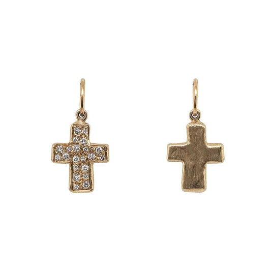 Gold Full Pave Diamond Antique Cross Charm