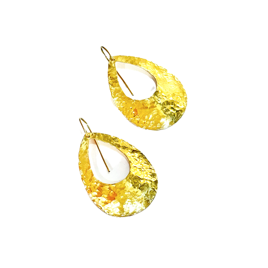 Hammered Large Pear Drop Earrings