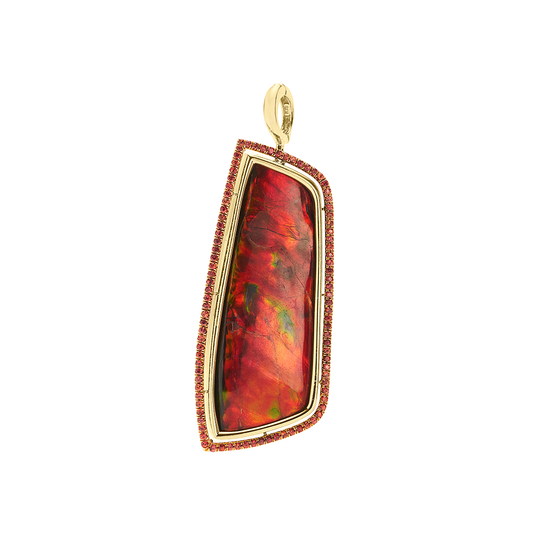 Ammolite Pendant with Orange Sapphires